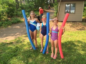 The girls ready to swim